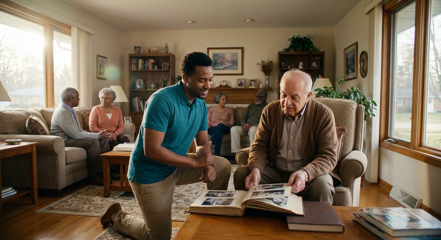 Skilled nursing facility hallway with medical equipment in Michigan