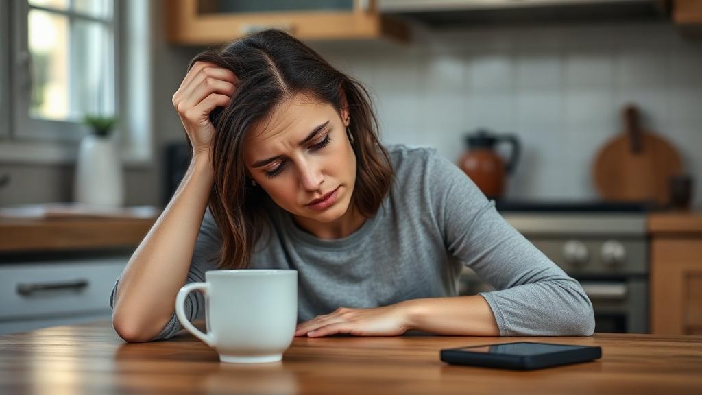 Family caregiver showing signs of exhaustion and burnout from caregiving responsibilities