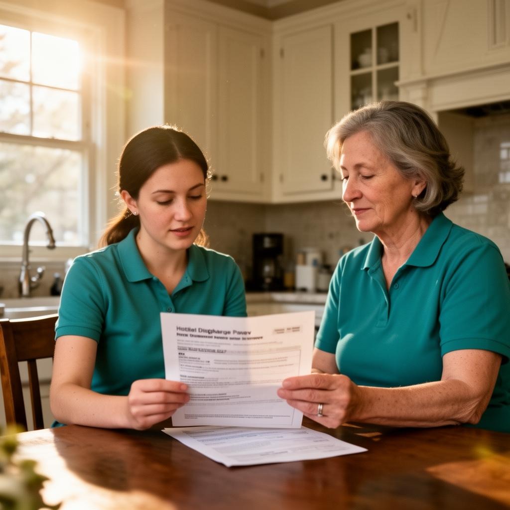 Family receiving after-hospital care support in Northville