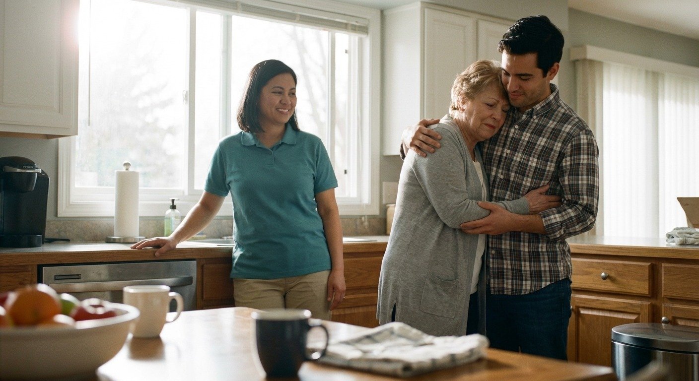 Family receiving after-hospital care support in Troy