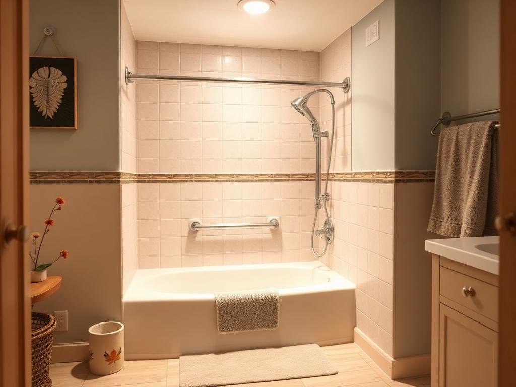 Bathroom safety modifications including grab bars for senior fall prevention